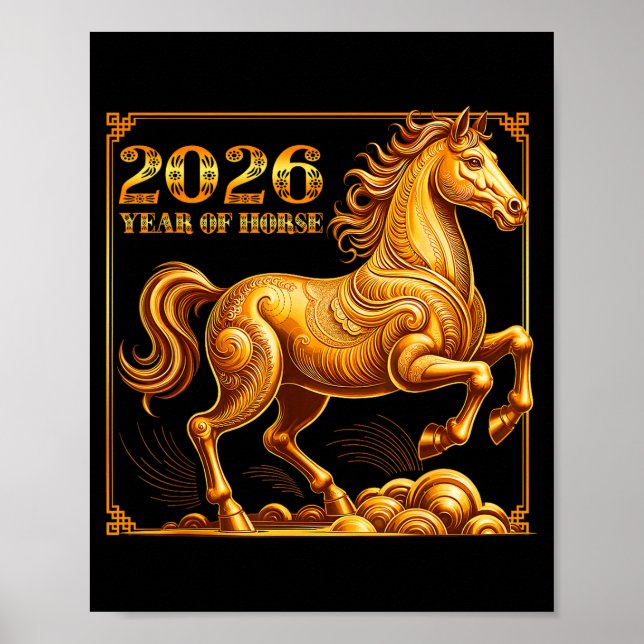 Poster Chinese New Year Of The Horse Chinese Zodiac Year  (Devant)