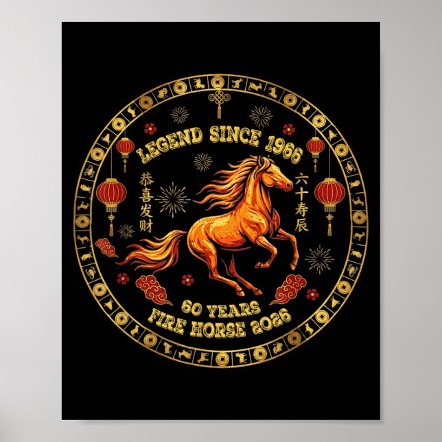 Poster Chinese Zodiac Fire Horse 2026 -legend Since 1966  (Devant)