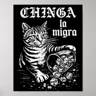 Poster Chinga la migra mème de chat drôle hommes femmes 