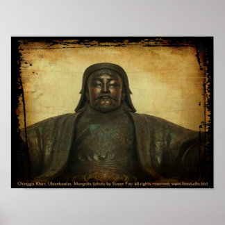 Poster Chinggis Khan, Oulan-Bator, Mongolie