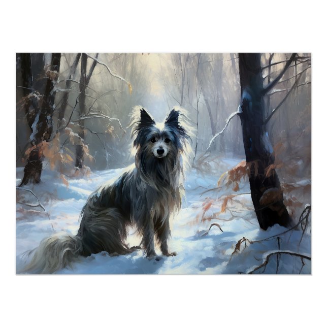 Poster Chinois Crested Laisser Il Neige Noël (Devant)