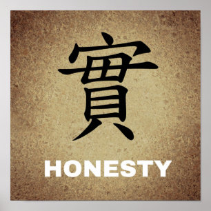 POSTER CHINOIS HONESTY SYMBOLE CARACTÈRE EXPRESSIONS FEEL