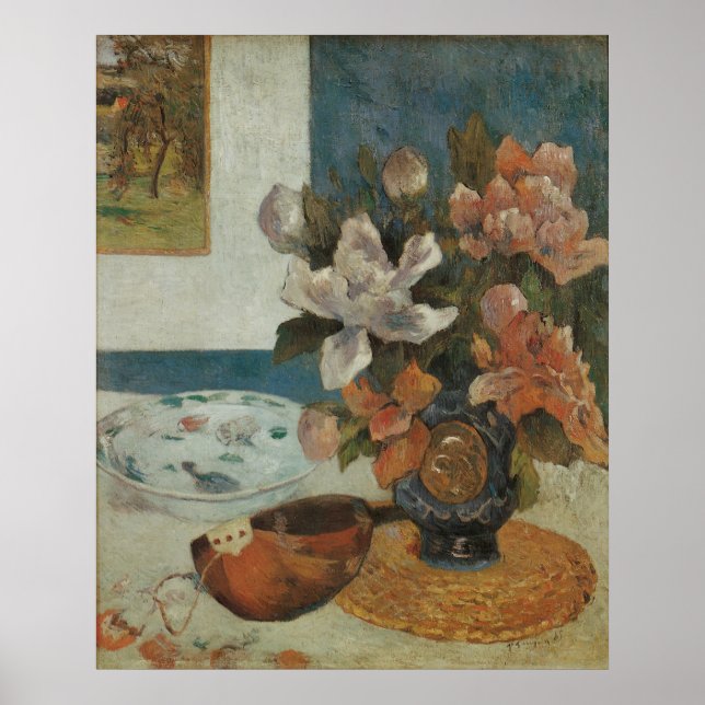 Poster Chinois Peonies et Mandoline par Paul Gauguin (Devant)