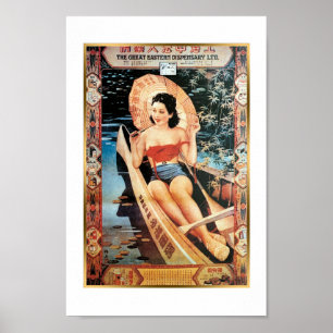 Poster Chinois Vintage Publicité Shanghai Fur Coat Girl