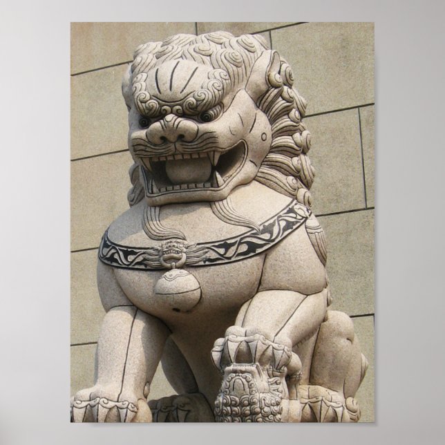 Poster Chinoise Gardienne Lion Foo 石 chien 獅 (Devant)