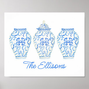 Poster Chinoiserie Aquarelle Ginger Jar Vase
