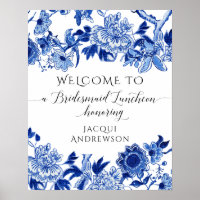 Chinoiserie Bleu Blanc Bienvenue Déjeuner nuptial