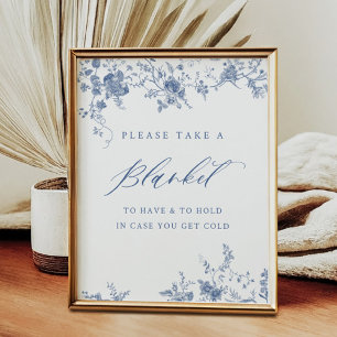 Poster Chinoiserie Blue Floral Prenez un signe de couvert