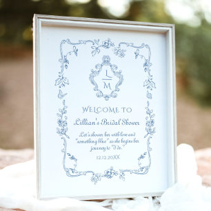 Poster Chinoiserie florale Crest Toile Accueil nuptiale