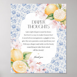 Poster Chinoiserie Lemon Tea Diaper Thoughts Baby shower
