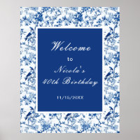 Chinoiserie Oiseaux bleus et Fleurs Mariage