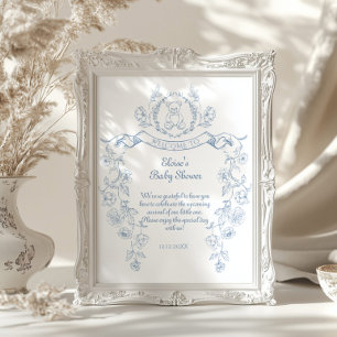 Poster Chinoiserie ours en peluche baby shower en toile B