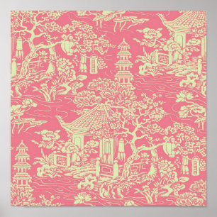 Poster Chinoiserie rose