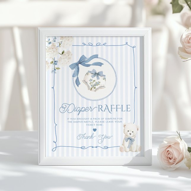 Poster Chinoiserie Teddy Bear Coquette Bow Diaper raffle (Créateur téléchargé)
