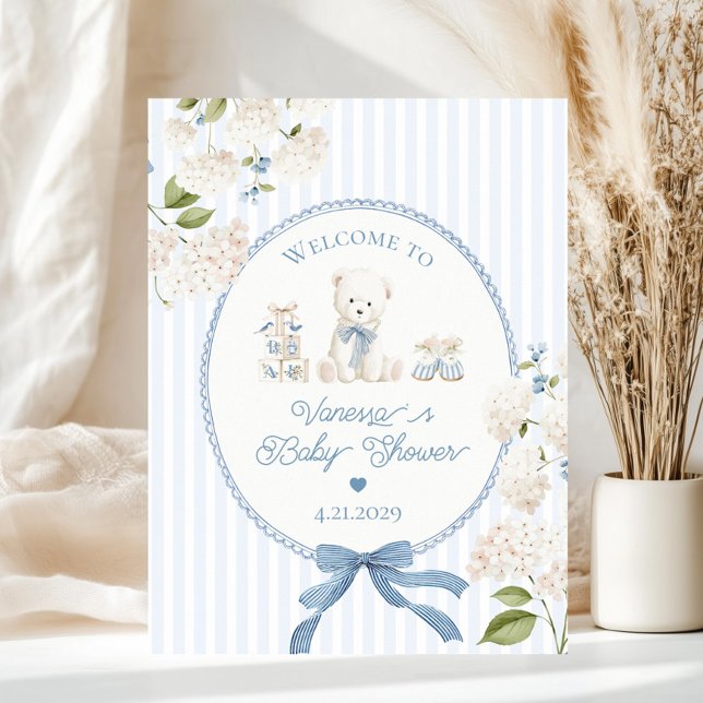 Poster Chinoiserie Teddy Bear French Baby Shower Welcome (Créateur téléchargé)