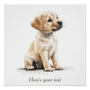 Poster Chiot Labrador Personnalisé Décor Aquarelle