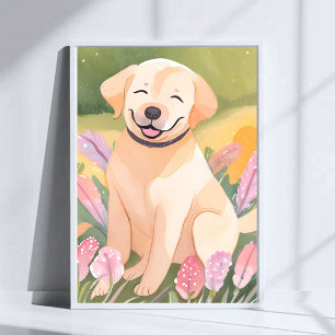 Poster Chiot Labrador Retriever   Lab Dog Mignon Aquarell
