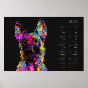 Poster Chiot malinois - Berger belge —Calendrier 2019