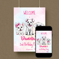 Chiot pawty mignon chiot rose blanc signe de bienv