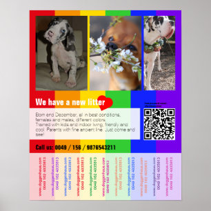 Poster Chiot pour la vente prospectus avec code QR