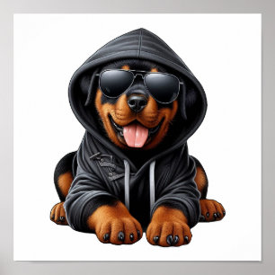 Poster Chiot Rottweiler en Sweatshirt à capuchon