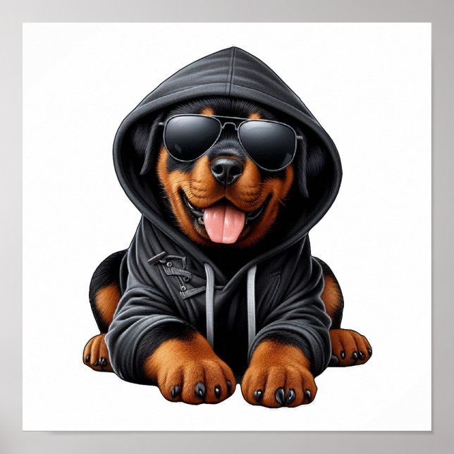Poster Chiot Rottweiler en Sweatshirt à capuchon (Devant)