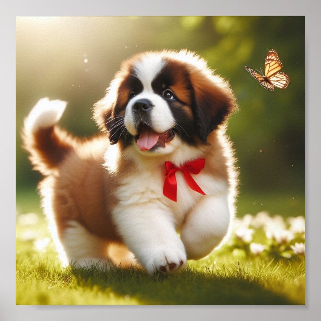 Poster chiot Saint Bernard mignon (Devant)