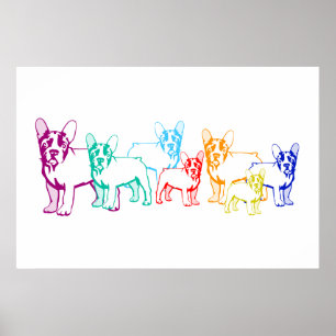 Poster Chiots Bouledogue sur toile