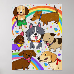 Poster Chiots Chiens joueurs