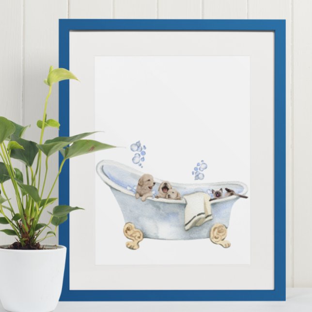 Poster Chiots de bain mignons pour chaton baignoire (Créateur téléchargé)
