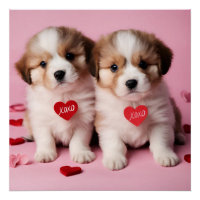 Chiots Heureuses Saintes-Valentin mignons