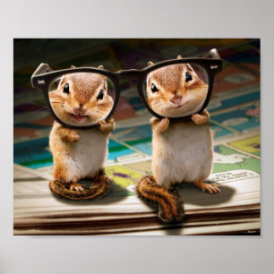 Poster Chipmunks dans les lunettes de lecture