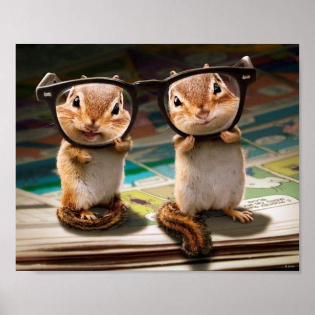 Poster Chipmunks dans les lunettes de lecture (Devant)