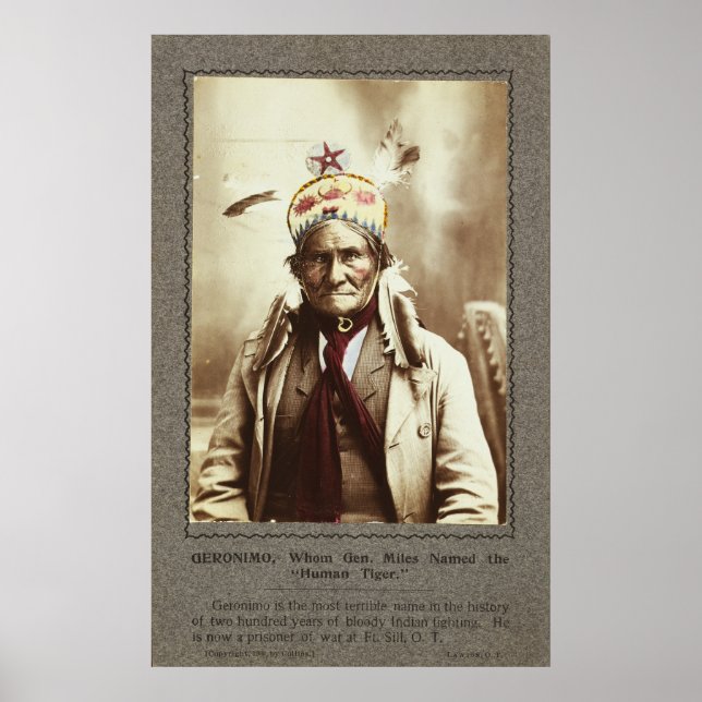 Poster Chiricahua Apache Leader Indien Geronimo Portrait (Devant)