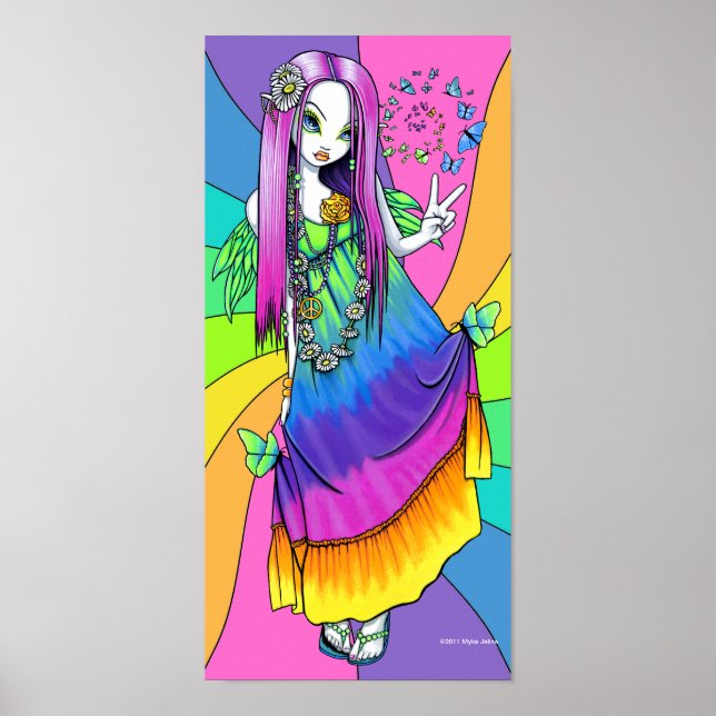 Poster "Chloe" Arc-en-ciel de la paix hippie fée (Devant)