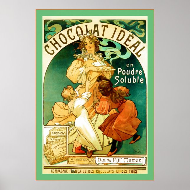 Poster Chocolat ~ Alphonse Mucha ~ Vintage Ad (Devant)