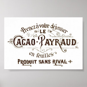 Poster Chocolat Cacao Typographique vintage