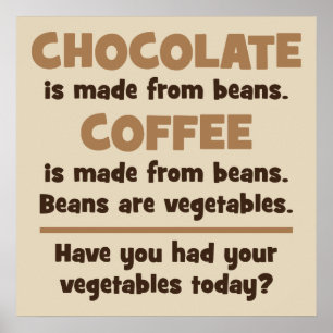 Poster Chocolat, Café, Haricots, Légumes - nouveauté