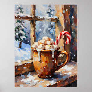 Poster Chocolat chaud de Noël aux marshmallows grillés 