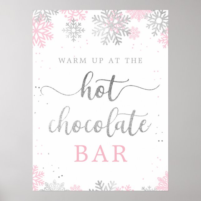 Poster Chocolat chaud Silver rose Silver Snowflakes hiver (Devant)