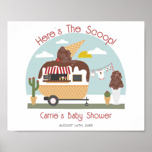 Poster Chocolat glace crème Camper Baby shower neutre