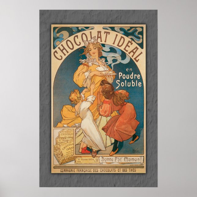 Poster Chocolat Idéal Coca Vintage Art Nouveau (Devant)