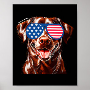 Poster Chocolat Lab Chien Drapeau Américain Patriotique 4
