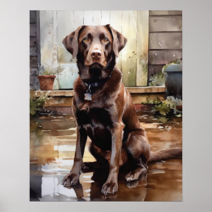 Poster Chocolat Labrador Retriever Dog Art Imprimer l'aff