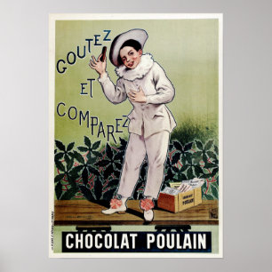 Poster CHOCOLAT POULAIN Lait Chocolat Bar Vieux français