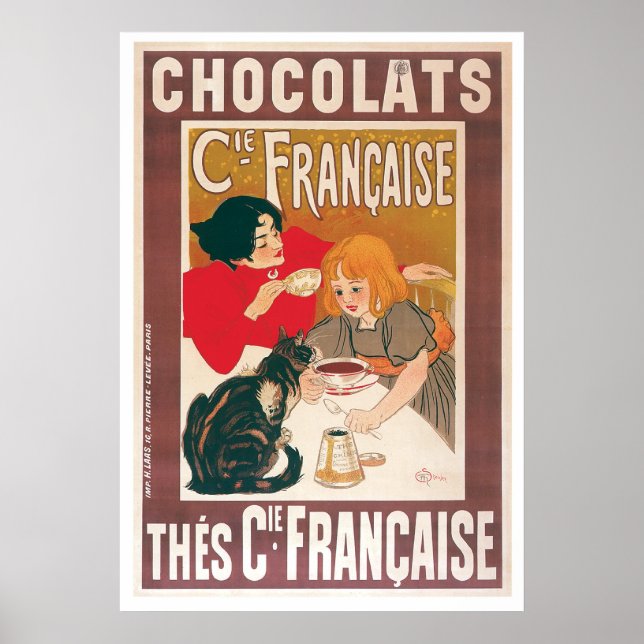 Poster Chocolat ~ Vintage Hot Chocolate Boire Ad (Devant)