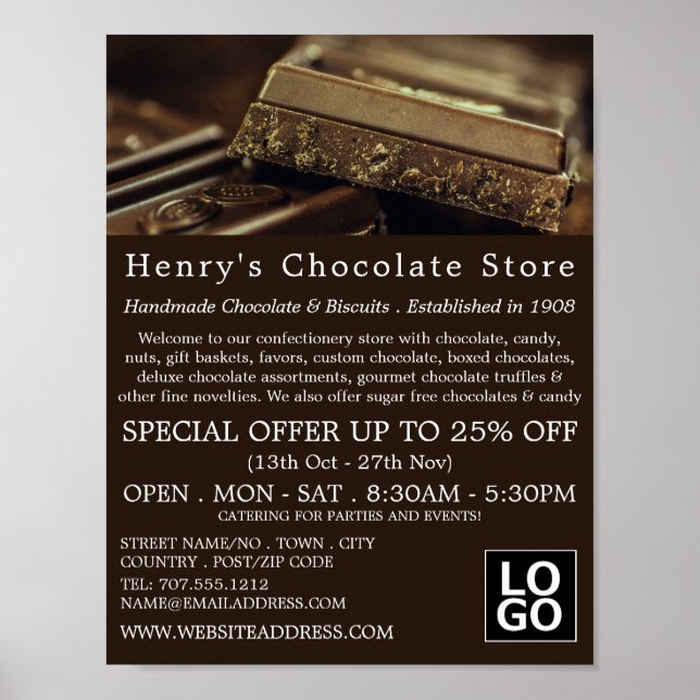 Poster Chocolate de luxe, Advert Confectionery Supplies (Devant)