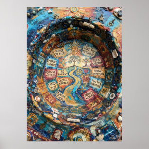 Poster Choisir la bienveillance Mandala inspirant d'affir