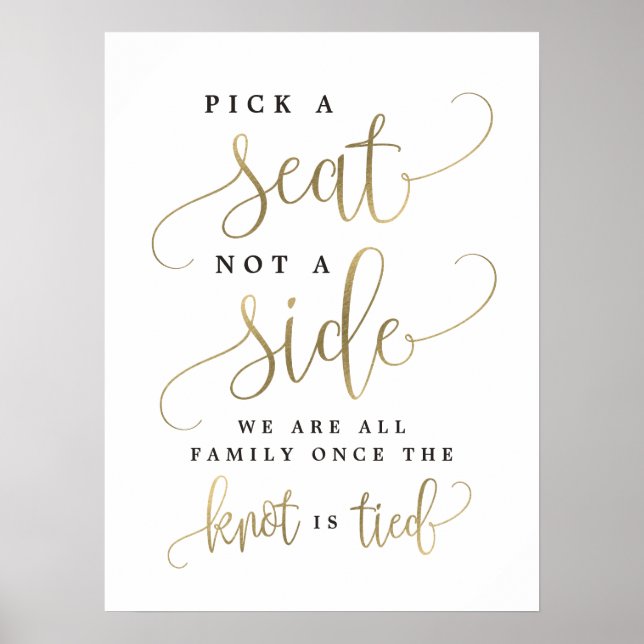 Poster Choisir Un Siège Non Pas Un Panneau Mariage Côté - (Devant)