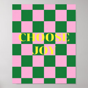 Poster Choisissez Joie, citation verte, rose et jaune